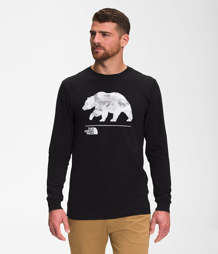 The North Face T-Shirts Bearscape Long Sleeve Black - Mens - Thailand PTICE-6825